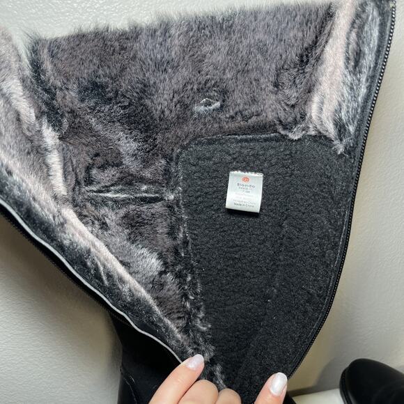 Blondo Ramya Tall Black Leather Boots Womens Size 7.5 Wide Side Zip Fleece Lined - Picture 11 of 16